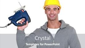  Presentation with handyman - PPT theme enhanced with smiling handyman background and a gray colored foreground