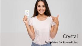  Presentation with college education happy smiling - Slides enhanced with smiling happy asian woman background and a soft green colored foreground