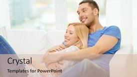  Presentation with happiness - Theme enhanced with smiling happy couple at home background and a lemonade colored foreground