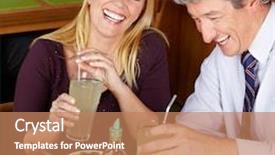  Presentation with college education happy smiling - Audience pleasing PPT theme consisting of smiling happy elderly couple having backdrop and a coral colored foreground