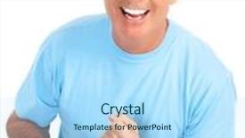  Presentation with college education happy smiling - Presentation theme featuring free dentistry - smiling happy elderly man isolated background and a light blue colored foreground