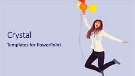  Presentation with balloons blue - PPT theme with holding balloons against pastel blue background and a sky blue colored foreground