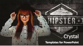  Presentation with happy smiling woman dental health - Cool new slide deck with smiling hipster woman with hat backdrop and a  colored foreground