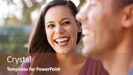  Presentation with home garden - Audience pleasing PPT theme consisting of smiling-hispanic-couple-talking backdrop and a tawny brown colored foreground