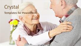  Presentation with dementia - PPT theme featuring elderly dementia - two happy senior citizens dancing background and a lemonade colored foreground