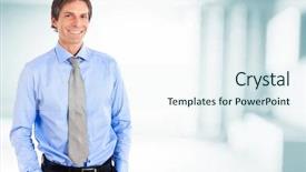  Presentation with environment hearty - Theme having smiling in an office environment background and a sky blue colored foreground