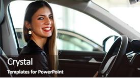  Presentation with car - Slides having smiling in her new car background and a wine colored foreground