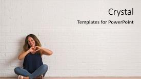  Presentation with hands the shape of a heart - Presentation theme having smiling in love showing heart background and a  colored foreground