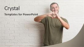  Presentation with hands the shape of a heart - PPT layouts with smiling in love showing heart background and a light gray colored foreground