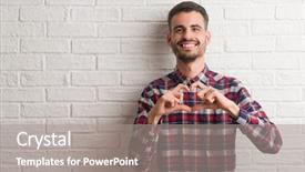  Presentation with special education young adult man - Amazing PPT layouts having smiling in love showing heart backdrop and a  colored foreground