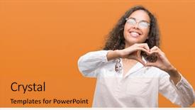  Presentation with beautiful hispanic woman - Cool new presentation theme with smiling in love showing heart backdrop and a gold colored foreground