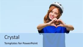  Presentation with hands the shape of a heart - Colorful theme enhanced with smiling in love showing heart backdrop and a  colored foreground