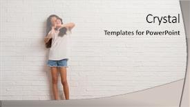  Presentation with white brick wall - Presentation theme featuring smiling in love showing heart background and a white colored foreground