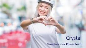  Presentation with hands the shape of a heart - Audience pleasing presentation design consisting of smiling in love showing heart backdrop and a lemonade colored foreground