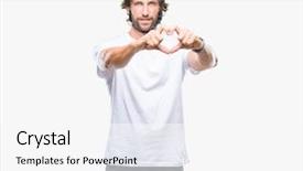  Presentation with triathlon professional cyclist man cycling - Slide set enhanced with smiling in love showing heart background and a  colored foreground