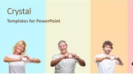  Presentation with people collage - Presentation having smiling in love showing heart background and a cream colored foreground