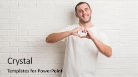  Presentation with white brick wall - Slide deck consisting of smiling in love showing heart background and a light gray colored foreground