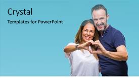  Presentation with love heart - Colorful slides enhanced with smiling in love showing heart backdrop and a light blue colored foreground