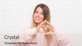  Presentation with hands the shape of a heart - Amazing slide deck having smiling in love showing heart backdrop and a lemonade colored foreground