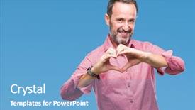  Presentation with heart hands - Theme with smiling in love showing heart background and a light blue colored foreground