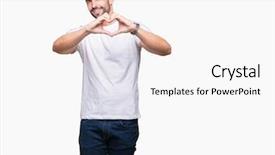  Presentation with hands the shape of a heart - Colorful slide deck enhanced with smiling in love showing heart backdrop and a white colored foreground