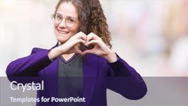  Presentation with hands the shape of a heart - PPT layouts having smiling in love showing heart background and a  colored foreground