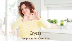  Presentation with hands the shape of a heart - Presentation theme consisting of smiling in love showing heart background and a cream colored foreground