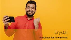  Presentation with yellow orange - Presentation design with smiling-indian-man-wearing-orange background and a gold colored foreground