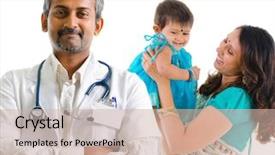  Presentation with doctor family - Cool new slide set with smiling indian medical doctor backdrop and a soft green colored foreground