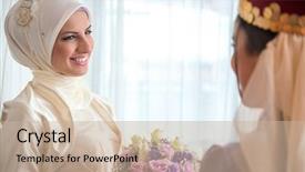  Presentation with islamic - Amazing presentation having smiling islamic bride receiving flowers backdrop and a  colored foreground