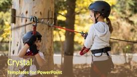  Presentation with kids room children smile - Beautiful presentation theme featuring smiling kids enjoying zip line backdrop and a tawny brown colored foreground
