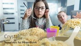  Presentation with kids - Colorful theme enhanced with smiling-kids-having-hun backdrop and a yellow colored foreground