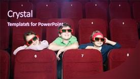  Presentation with cartoons - Amazing slide deck having smiling kids watching cartoons backdrop and a wine colored foreground