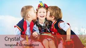  Presentation with costume - Presentation theme consisting of smiling kids wearing national costume background and a red colored foreground