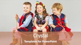  Presentation with costume - Beautiful slide set featuring smiling kids wearing national costume backdrop and a coral colored foreground