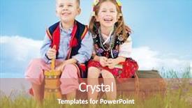  Presentation with kids room children smile - Colorful presentation theme enhanced with smiling kids wearing national costume backdrop and a coral colored foreground