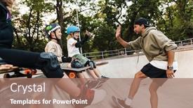  Presentation with ramp - Slides with smiling-kids-wearing-safety-gear background and a coral colored foreground