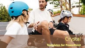  Presentation with ramp - Presentation theme enhanced with smiling-kids-wearing-safety-gear background and a tawny brown colored foreground