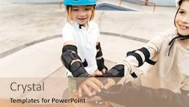  Presentation with ramp - Slides consisting of smiling-kids-wearing-safety-gear background and a lemonade colored foreground