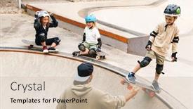  Presentation with ramp - Slides enhanced with smiling-kids-wearing-safety-gear background and a soft green colored foreground