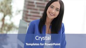  Presentation with young - Amazing slide set having smiling lady - attractive young businesswoman standing near backdrop and a  colored foreground