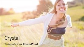  Presentation with lady - PPT layouts featuring smiling lady - portrait of a beautiful young background and a lemonade colored foreground