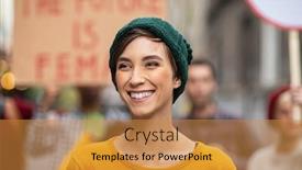  Presentation with empowerment - Presentation theme enhanced with smiling-latin-woman-in-march background and a gold colored foreground