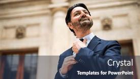  Presentation with lawyer - Slide set consisting of smiling-lawyer-adjusting-his-necktie background and a tawny brown colored foreground