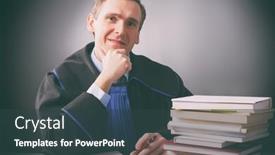  Presentation with lawyer - Slide deck featuring smiling-lawyer-in-a-gown background and a tawny brown colored foreground