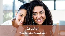  Presentation with relaxing - Slide deck with smiling lesbian couple relaxing background and a tawny brown colored foreground