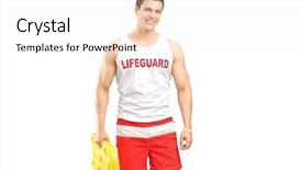  Presentation with lifeguard - Colorful slides enhanced with smiling lifeguard on duty posing backdrop and a white colored foreground