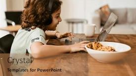  Presentation with cookies - Presentation theme enhanced with smiling-little-boy-in-headphones background and a coral colored foreground
