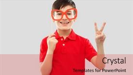  Presentation with red grey - Beautiful slide deck featuring smiling little boy in red backdrop and a crimson colored foreground