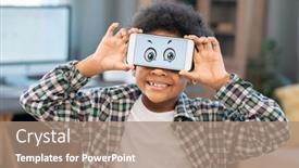  Presentation with environment - Amazing slide deck having smiling-little-boy-in-white backdrop and a coral colored foreground